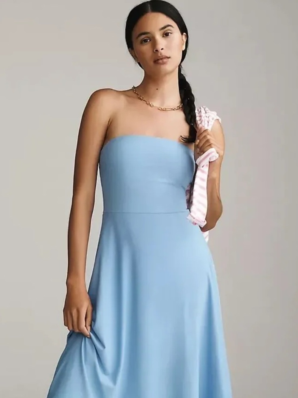 Beyond Yoga Strapless Sky Blue A-Line Dress NWT ORIGINAL PRICE $138.00
